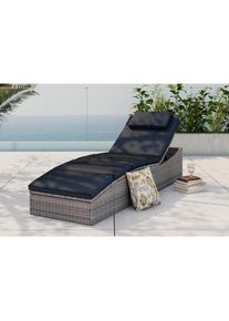 Ambia Garden Gartenliege , Grau , Metall, Kunststoff, Textil , F&uuml;llung: Polyester,Polyester , 190x80x60 cm , R&uuml;ckenlehne verstellbar , Gartenm&ouml;bel, Gartenliegen, Sonnenliegen
