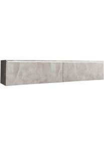 P & B Lowboard , Grau , Kunststoff , Betonoptik , kaltweiss , 140x30x33 cm , Fsc, Made in EU , stehend, h&auml;ngend, Beleuchtung, in verschiedenen Holzdekoren erh&auml;ltlich , Wohnzimmer, TV M&ouml;bel, Lowboards, Lowboards stehend
