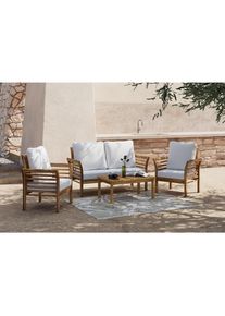 Ambia Garden Gartenm&ouml;bel-Set , Ecru , Textil , 4-teilig , Akazie , vollmassiv , F&uuml;llung: Vlies, Polyurethan (Pur) , 80x50x35 cm , Gartenm&ouml;bel, Gartengarnituren, Gartenm&ouml;bel-Sets