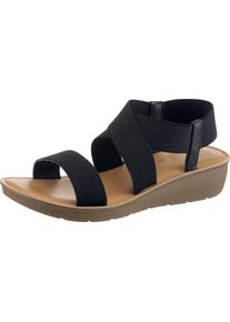 Damen Sandalette Obermaterial aus Textil schwarz