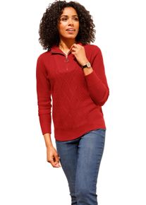 Damen Troyer mit Linksstrick- & Zopfmuster rot