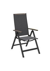 Ambia Garden Gartenklappsessel , Grau, Naturfarben , Metall, Textil , A-Form , 59x112x72 cm , klappbar, inklusive Armlehnen , Gartenm&ouml;bel, Gartenst&uuml;hle, Gartenklappstuhl