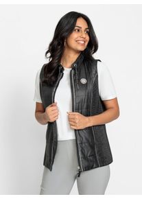 WITT Damen Weste mit Eins&auml;tzen in Smok-Optik, schwarz, Gr&ouml;&szlig;e 46, 100% Polyester