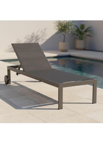 Gardenson Sonnenliege , Anthrazit , Metall, Textil , Uni , 60x35x198 cm , R&auml;der am Kopfende, gastro- und objekttauglich, wetterbest&auml;ndig, UV-best&auml;ndig, lichtecht, R&uuml;ckenlehne verstellbar , Gartenm&ouml;bel, Gartenliegen, Sonnenliegen