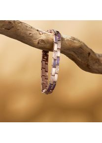 Holzkern Armband Kensington (Amethyst/Ros&eacute;), Naturholz, Damen, gr&ouml;&szlig;enverstellbar