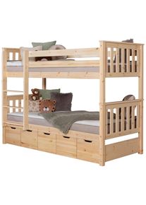 Mid.you Etagenbett , Naturfarben , Holz , Kiefer , massiv , 90x200 cm , Bettkasten, in verschiedenen Holzdekoren erh&auml;ltlich, nur f&uuml;r Rollroste geeignet , Baby- und Kinderm&ouml;bel, Kinder- & Jugendzimmer, Kinderbetten, Etagenbetten