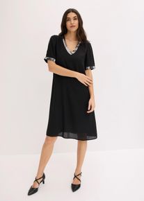Chiffonkleid mit Pailletten in schwarz, Gr&ouml;sse 38, bonprix