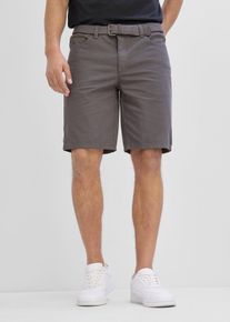 Bermuda mit Dehnbund und G&uuml;rtel in Regular Fit in grau, Gr&ouml;sse 48, 100% Baumwolle, bonprix