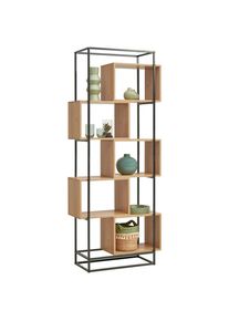 Xora Regal , Braun, Naturfarben, Schwarz , Metall, Holzwerkstoff , 10 F&auml;cher , 80x194x33.2 cm , stehend , Wohnzimmer, Regale, B&uuml;cherregale