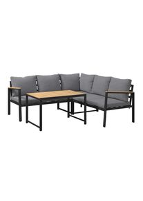Ambia Garden Loungegarnitur , Grau, Akaziefarben , Textil , Akazie , massiv , F&uuml;llung: Faserb&auml;llchen, Vlies,Baumwollf&uuml;llung, Vlies, Polyetherschaumkern , nicht einzeln stellbar, L-Form , 198x198 cm , Gartenm&ouml;bel, Loungem&ouml;bel, Lounge-Serien