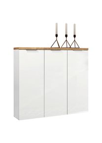 Xora Schuhschrank , Weiss, Eichefarben , Kunststoff , 10 F&auml;cher , 120x115x34 cm , Beim&ouml;bel erh&auml;ltlich , Garderobe, Schuhaufbewahrung, Schuhschr&auml;nke