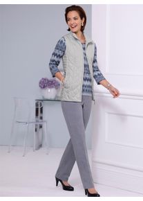 WITT Damen Steppweste mit gl&auml;nzendem Zierband, hellgrau, Gr&ouml;&szlig;e 52, 100% Polyester