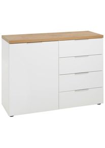 Xora Sideboard , Weiss, Eichefarben , Kunststoff , 2 F&auml;cher , 4 Schublade(n) Schubladen , 120x89x43 cm , Beim&ouml;bel erh&auml;ltlich , Kleinm&ouml;bel, Kommoden, Sideboards