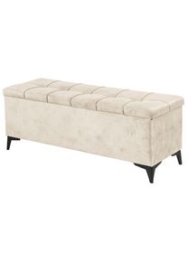 Modante Bettbank , Creme , Kunststoff , 139x58x50 cm , Truhe im Sitz , Schlafzimmer, Bett, Bettgestelle- Einzelteile, Bettbank