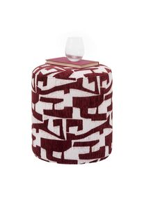 Hocker Marie -Trend- Weiss, Rotbraun Textil, Holzwerkstoff