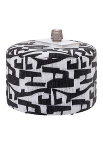 Hocker Mila -Trend- Schwarz, Weiss Textil, Holzwerkstoff