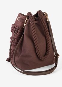 Sac seau textur&eacute; en marron, Taille 26x23 cm, 100% coton, bonprix
