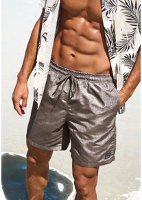 John Devin Herren Badeshorts braun bedruckt