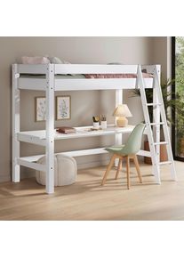 P & B Hochbett , Weiss , Holz , Kiefer,Kiefer , massiv,massiv , links montierbar, rechts montierbar , 90x200 cm , FSC MIX , Baby- und Kinderm&ouml;bel, Kinder- & Jugendzimmer, Kinderbetten, Hochbetten