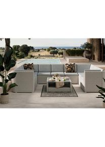 Ambia Garden Loungegarnitur , Grau , Metall , eckig , 225x78x347 cm , regenabweisend, wetterbest&auml;ndig, abnehmbarer Boxdeckel , Gartenm&ouml;bel, Loungem&ouml;bel, Gartenlounge-Sets