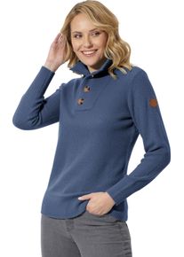 Damen Troyer mit Kn&ouml;pfen in Horn-Optik jeansblau