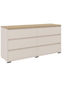 CARRYHOME Sideboard , Eichefarben, Kaschmir , Kunststoff , 6 Schublade(n) Schubladen , 160.1x78.9x48 cm , Kleinm&ouml;bel, Kommoden, Sideboards