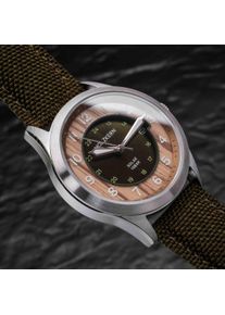 Holzkern Holzuhr Wildlight (Zebrano/Silber), Herren, Naturholz