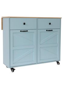 Mid.you Servierwagen , Blau , Holzwerkstoff , 2 Schublade(n) Schubladen , rechteckig , Rollen , 100x85x50 cm , einfacher Aufbau , Esszimmer, Barm&ouml;bel, Barwagen