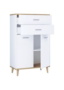 Mid.you Highboard , Weiss, Eichefarben , Holzwerkstoff , Holzoptik , 1 F&auml;cher , 2 Schublade(n) Schubladen , 60x97x28 cm , stehend, in verschiedenen Holzdekoren erh&auml;ltlich , Kleinm&ouml;bel, Kommoden, Highboards
