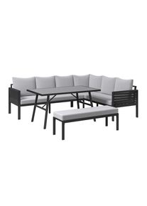 Ambia Garden Dining-Loungeset , Anthrazit, Grauweiss , Metall, Kunststoff, Textil , 4-teilig , F&uuml;llung: Kaltschaum,Kaltschaum , 240x185 cm , Gartenm&ouml;bel, Gartengarnituren, Gartenm&ouml;bel-Set