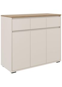 CARRYHOME Kommode , Eichefarben, Kaschmir , Kunststoff , 2 F&auml;cher , 3 Schublade(n) Schubladen , 120.1x102.8x48 cm , Kleinm&ouml;bel, Kommoden, Kommoden