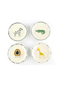 Creatable Tellerset , Mehrfarbig, Grauweiss , Keramik , 4-teilig , Tier , rund , stapelbar , Geschirr, Teller
