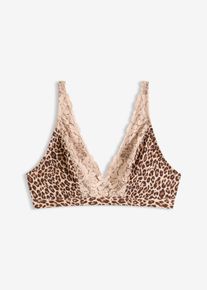 Bralette ohne B&uuml;gel mit weichem Futter und Leopardenmuster in beige, Gr&ouml;sse 80C, bonprix
