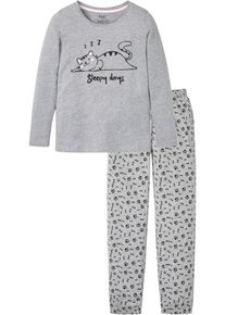 Pyjama mit Schlafmaske in grau, Gr&ouml;sse 48/50 (XL), bonprix