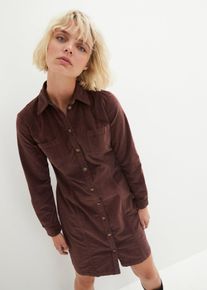 Cord-Hemdblusenkleid aus elastischem Baumwoll-Mix in braun, Gr&ouml;sse 54, 98% Baumwolle, bonprix