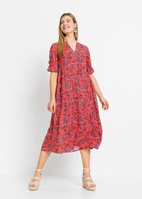 Midikleid aus reiner Viskose in rot, Gr&ouml;sse 36, bonprix
