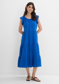 Baumwoll-Midikleid aus luftigem Musselin in blau, Gr&ouml;sse 46, 100% Baumwolle, bonprix