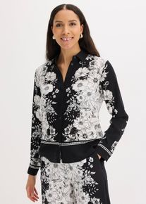 Bluse aus flie&szlig;ender Viskose in schwarz, Gr&ouml;sse 46, bonprix