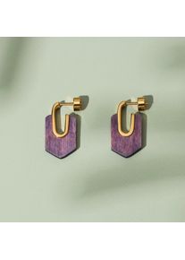 Holzkern Sequoia Ohrringe Damen Gold und Amaranth