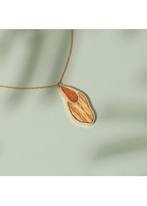 Holzkern Sequoia Halskette Damen Gold und Zebrano