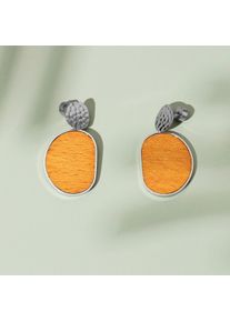 Holzkern Sequoia Ohrringe Damen Silber und Walnuss