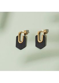 Holzkern Sequoia Ohrringe Damen Gold und Walnuss