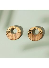 Holzkern Sequoia Ohrringe Damen Gold und Zebrano