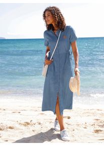 WITT Damen Jeanskleid mit Bindeband auf Taillenh&ouml;he, blue-bleached, Gr&ouml;&szlig;e 36, 100% Baumwolle