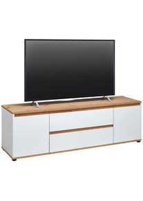CARRYHOME Lowboard , Weiss, Eiche Artisan , Kunststoff , 2 F&auml;cher , 2 Schublade(n) Schubladen , 160x50x42 cm , stehend , Wohnzimmer, TV M&ouml;bel, Lowboards, Lowboards stehend