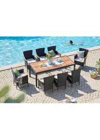 Ambia Garden Gartentischgruppe , Creme, Schwarz, Akaziefarben , Holz, Metall, Kunststoff, Textil , Akazie , Hartholz , rechteckig , rund , Gartenm&ouml;bel, Gartentisch