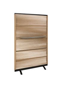 Dieter Knoll Collection Dieter Knoll Paravent , Naturfarben, Schwarz , Metall, Kunststoff , 121x184x39 cm , Wohnzimmer, Raumteiler