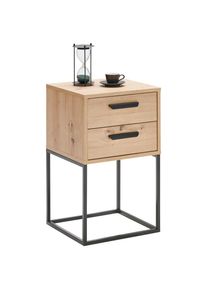 CARRYHOME Nachttisch , Eiche Artisan, Schwarz , Metall , 2 Schublade(n) Schubladen , 40x65x38.5 cm , Schlafzimmer, Nachttische
