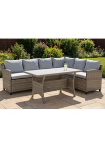 Ondega Loungegarnitur , Grau , Metall, Kunststoff, Textil , 3-teilig , 234x178 cm , Gartenm&ouml;bel, Loungem&ouml;bel, Gartenlounge-Sets