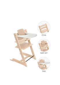 Stokke Hochstuhl-Set , Naturfarben , Holz , Buche , 46x79x49 cm , Fussst&uuml;tze verstellbar, Sitzfl&auml;che verstellbar, h&ouml;henverstellbar, Tablett, Snacktablett , Baby- und Kinderm&ouml;bel, Babyzimmer, Hochstuhl